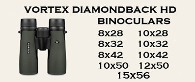 New Vortex Diamondback HD binoculars - fully redesigned and with better optical performance than the previous range of Vortex Diamondback binoculars